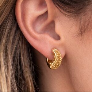 E. Pearl Gold Plated Huggie Earring